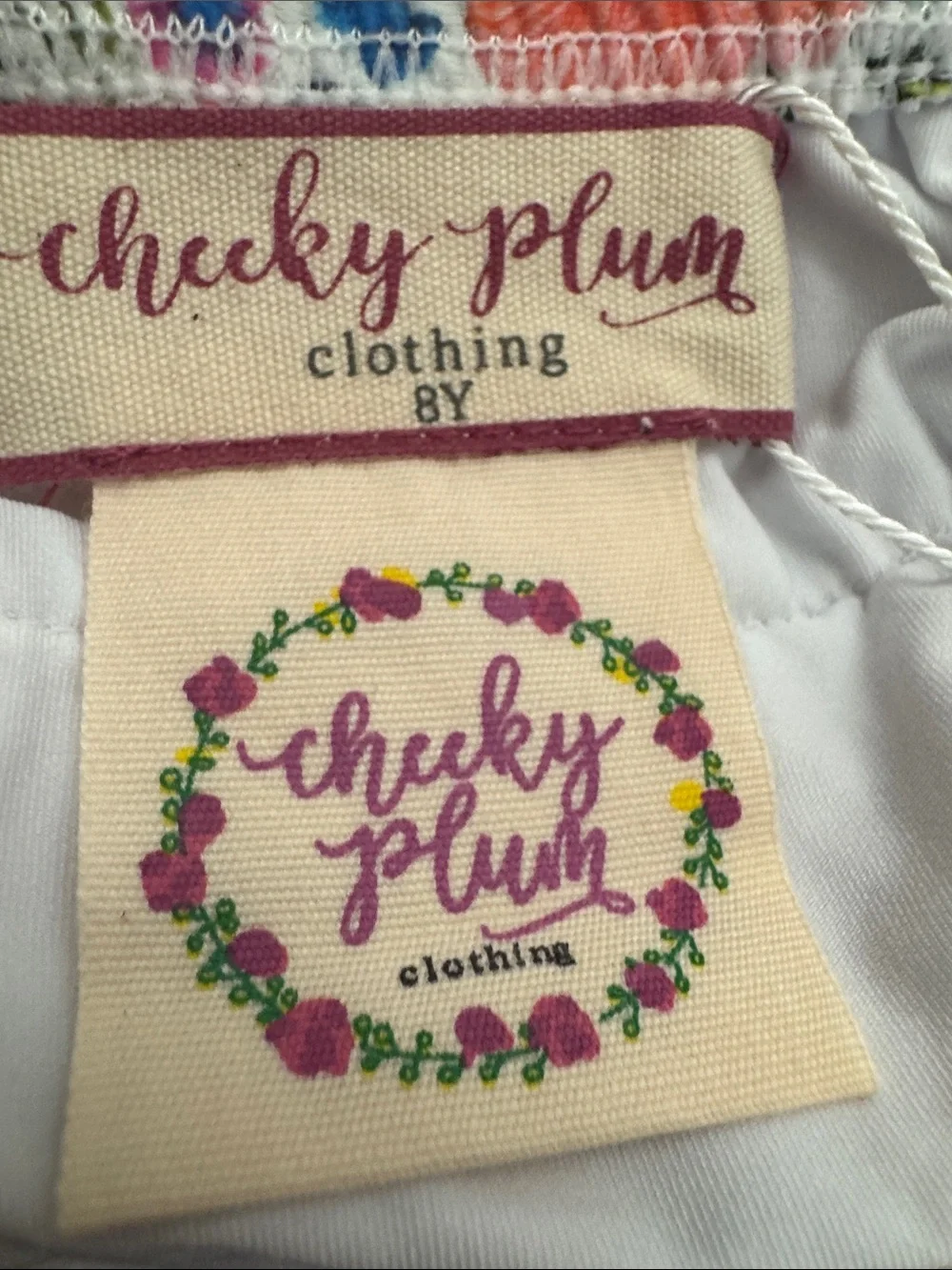 Cheeky Plum Clothing Swim Floral Ruffle Bikini Top with Pink Pom-Pom Trim Size 8